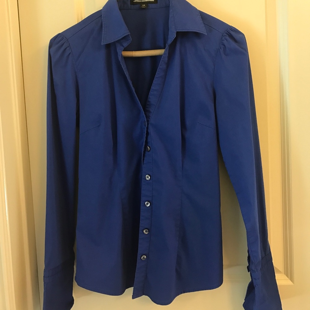Blue Long sleeve button down blouse