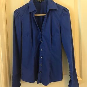 Blue Long sleeve button down blouse