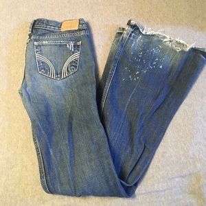 Hollister distressed jeans, dark wash.