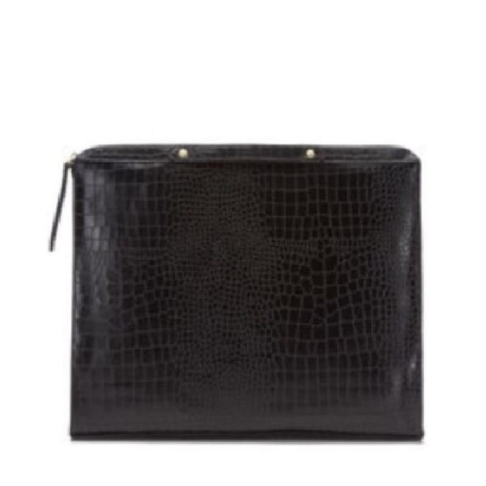 Cynthia Vincent Croc embossed bankers clutch