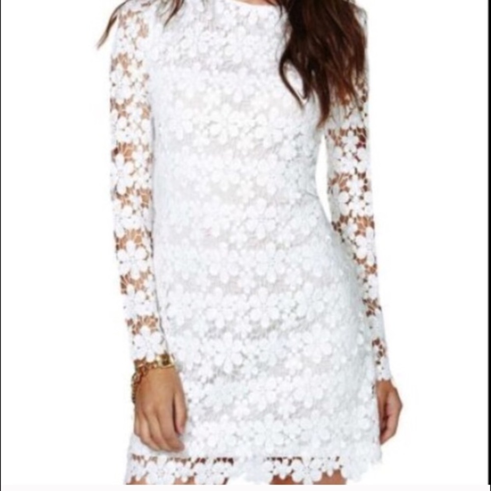 Nasty gal white floral daisy crochet dress