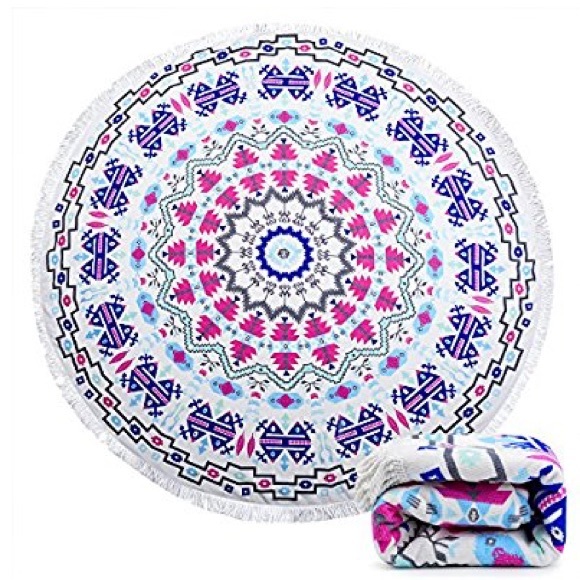 Super Soft Gorgeous Round Mandala Beach Towel - Picture 2 of 4