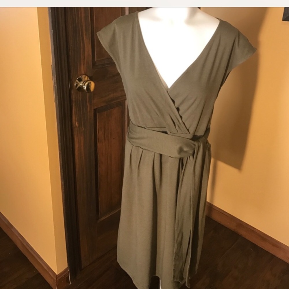 Loft Olive Faux Wrap Dress