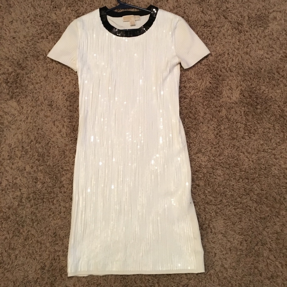 White and black sequin dress