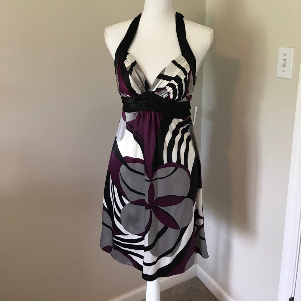 Juniors Halter dress with large flower design