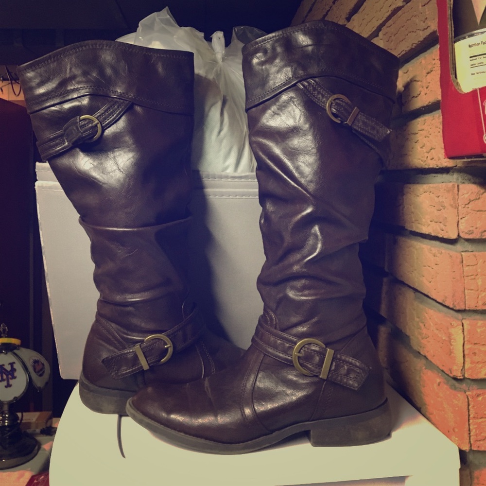 Tall brown winter boots