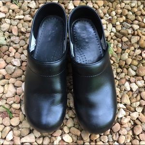Dansko Black Leather Clogs