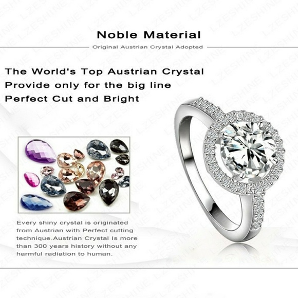 Round Diamond AAA Cz & 18k Platinum Ring - Picture 2 of 8