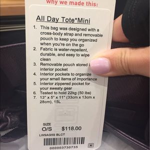 Black Lululemon All Day Tote Mini