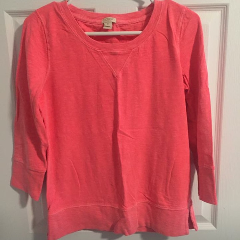Coral 3/4 sleeve JCrew sweatshirt