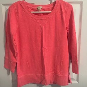 Coral 3/4 sleeve JCrew sweatshirt