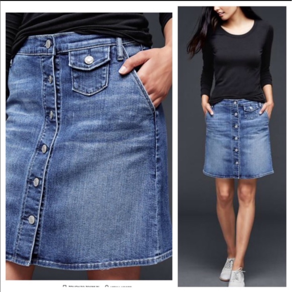 GAP 1969 Denim Front Button Skirt