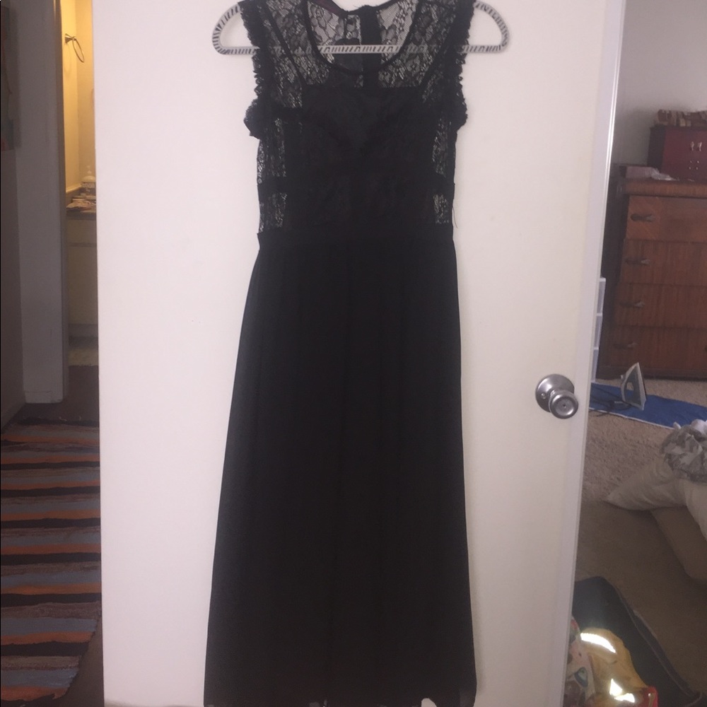 Goth Black Lace Sleeveless tea length dress. NWT.