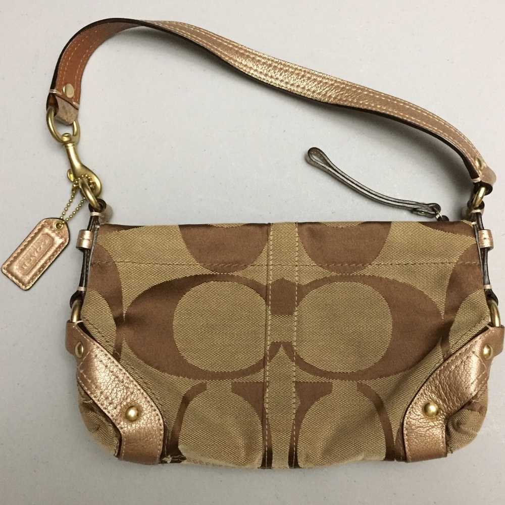 Coach tan signature small shoulder bag