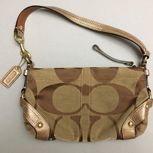 Coach tan signature small shoulder bag