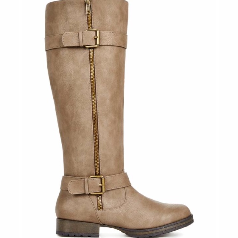  JustFab Agna faux leather boot in taupe