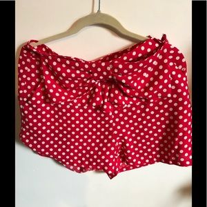 Red with white polka dot shorts