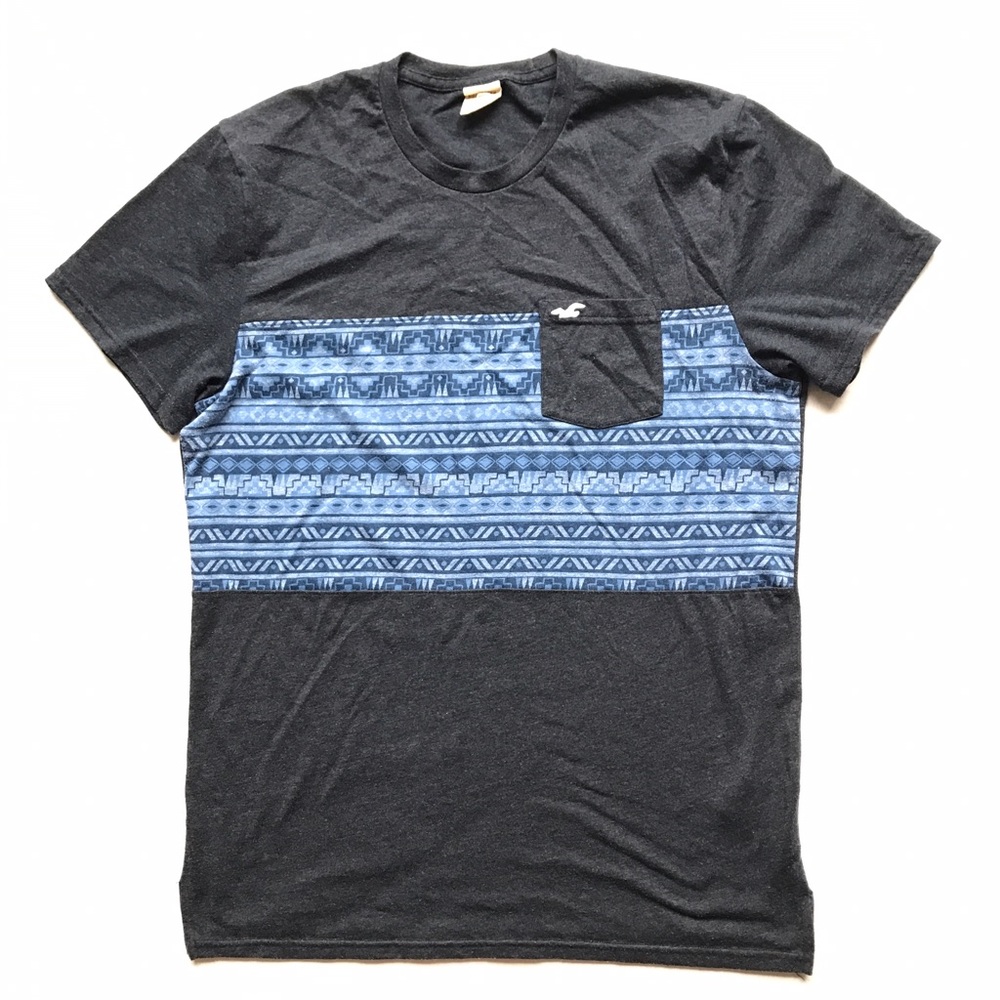 Hollister blue Aztec pocket short sleeve t-shirt