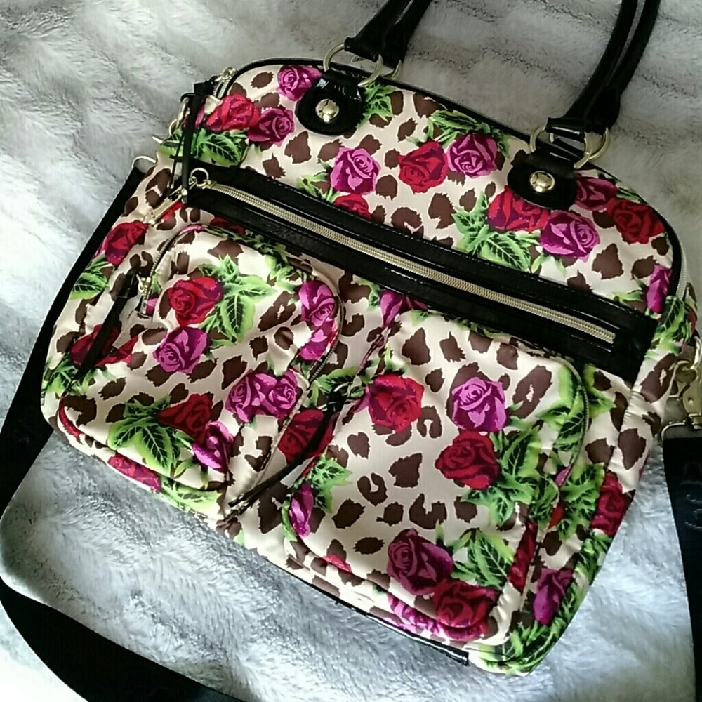 Vintage BETSEY JOHNSON Rose Leopard Satchel