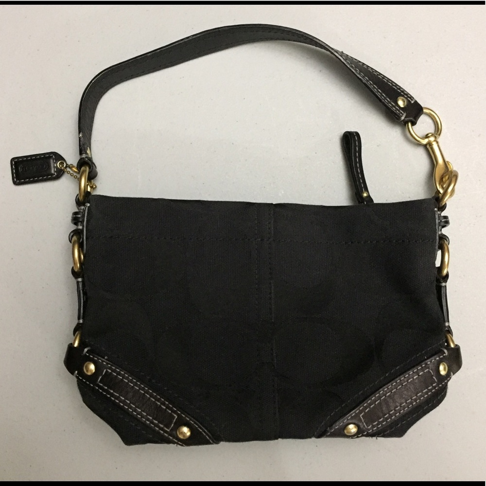 Coach black signature small shoulder bag
