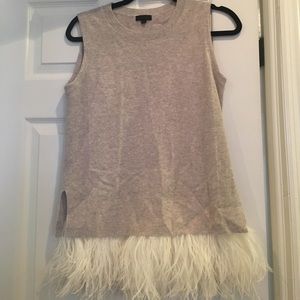 Cashmere Shell with Feather Hem