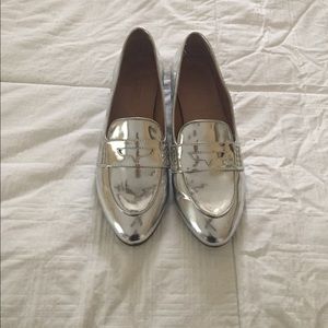 Jcrew silver loafers