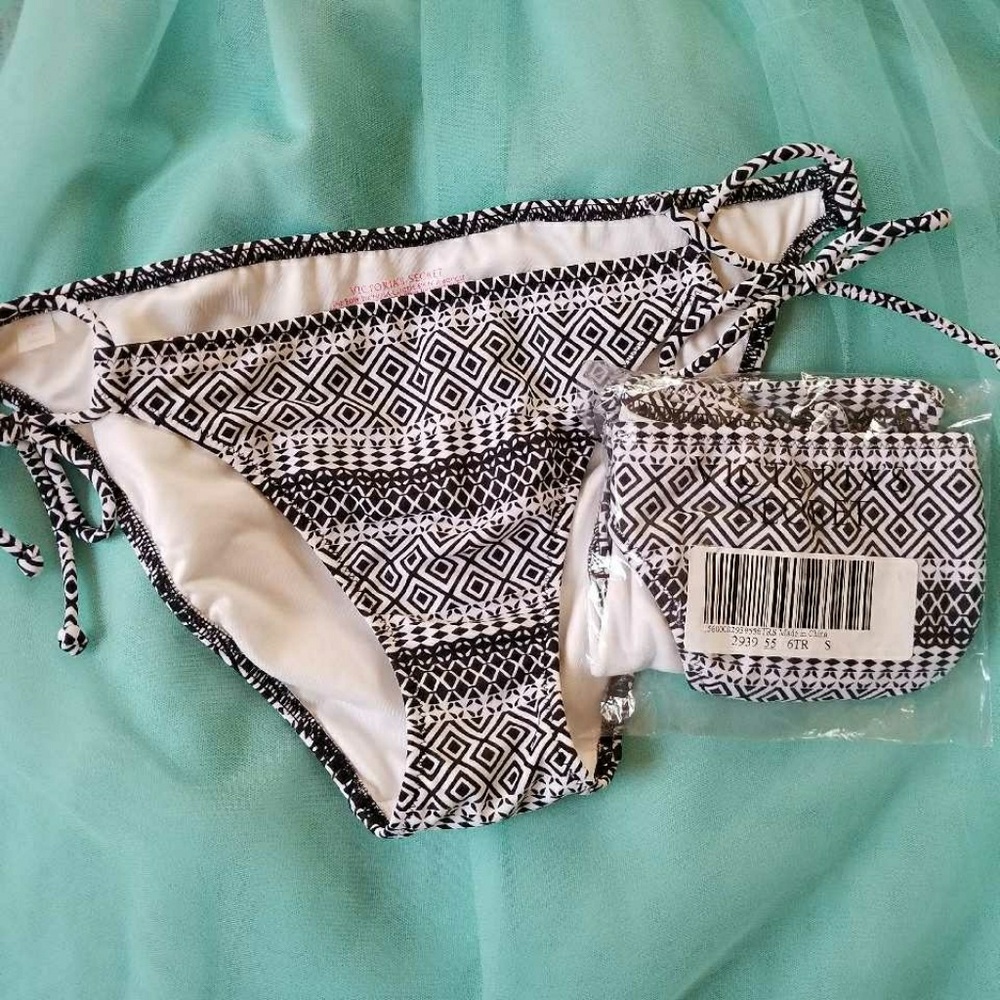 Victoria's Secret Tribal B&W Tie Bikini Bottoms