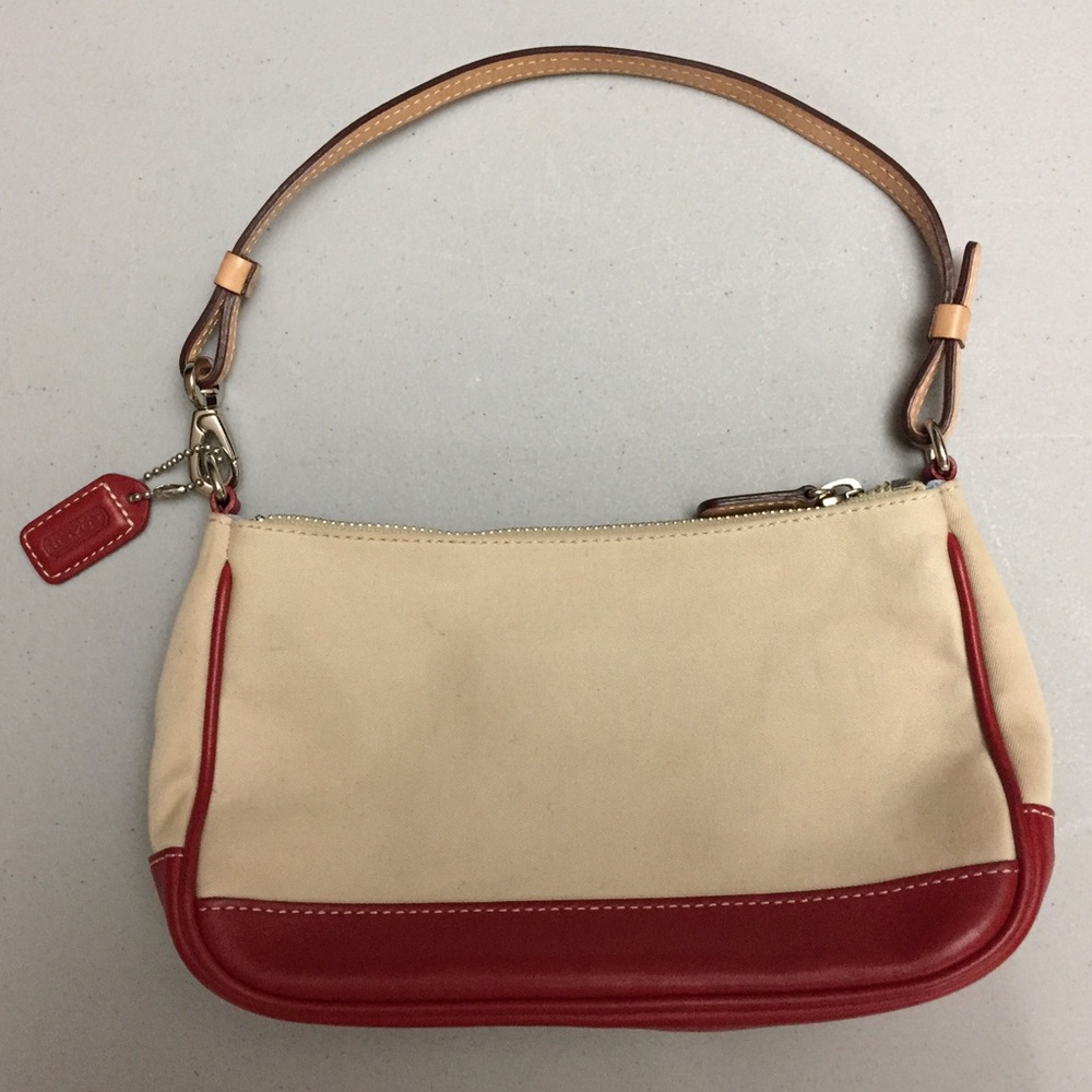 Coach cream & red leather small shoulder bag