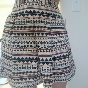 H&M aztec stripe pleated skirt