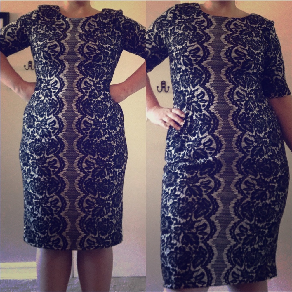 Julian Taylor Lace Print Sheath Dress