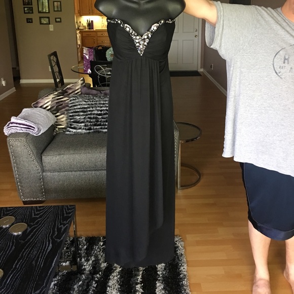 Xscape Dresses & Skirts - Black Strapless Dress with Jeweled Neckline