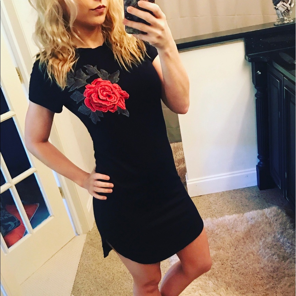 🚨 Price Drop 2 left! Rose Embroidered Dress!