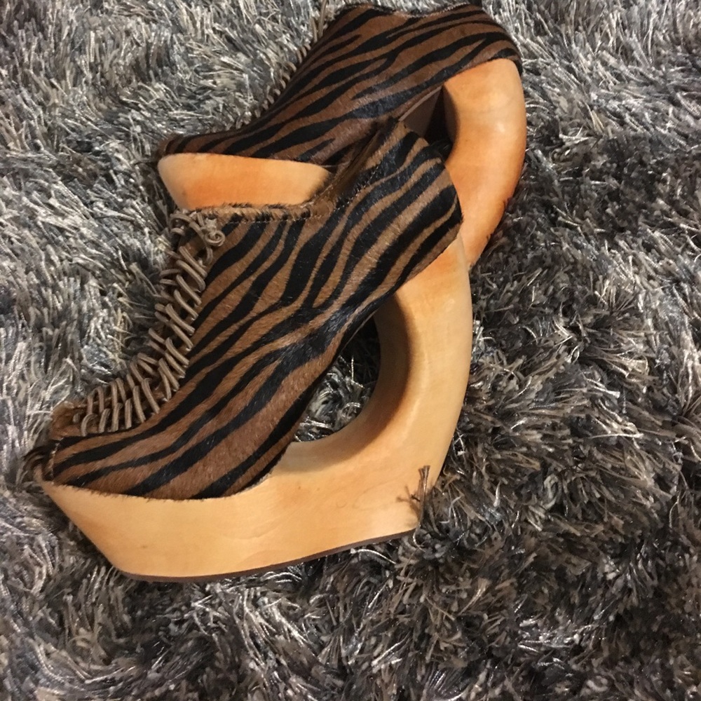 Jeffery Campbell pony hair wedge heels. Brand new
