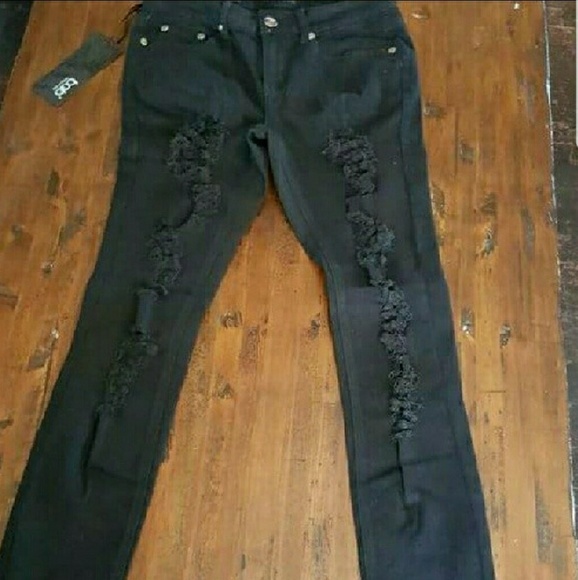 🍭🌼New Black Distressed Skinny jeans ALL SIZES - Picture 4 of 6