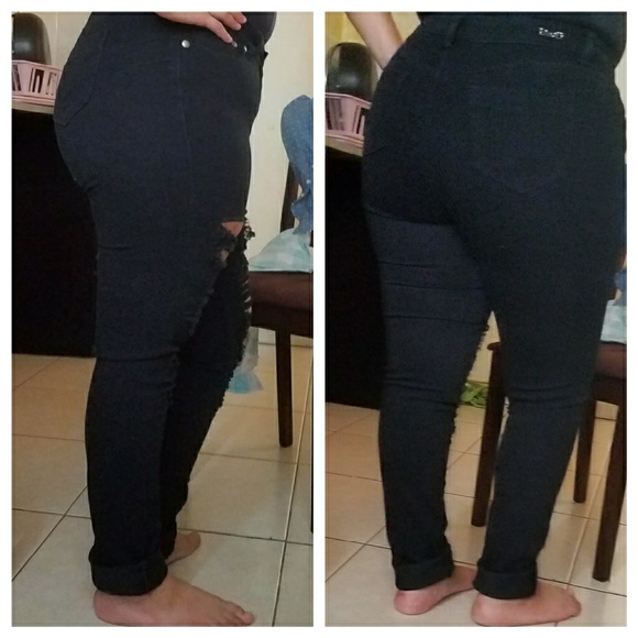 🍭🌼New Black Distressed Skinny jeans ALL SIZES - Picture 6 of 6