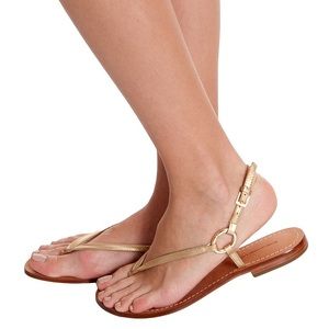 Diane von Furstenberg 'Cailin' Gold Thong Sandals
