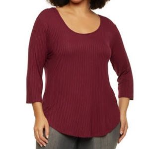 Plus 3/4 Sleeve Top w/ Lace Up Back *LIQUIDATION*