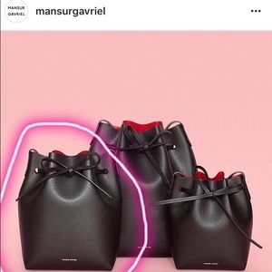 Mansur Gavriel bucket bag black and red leather