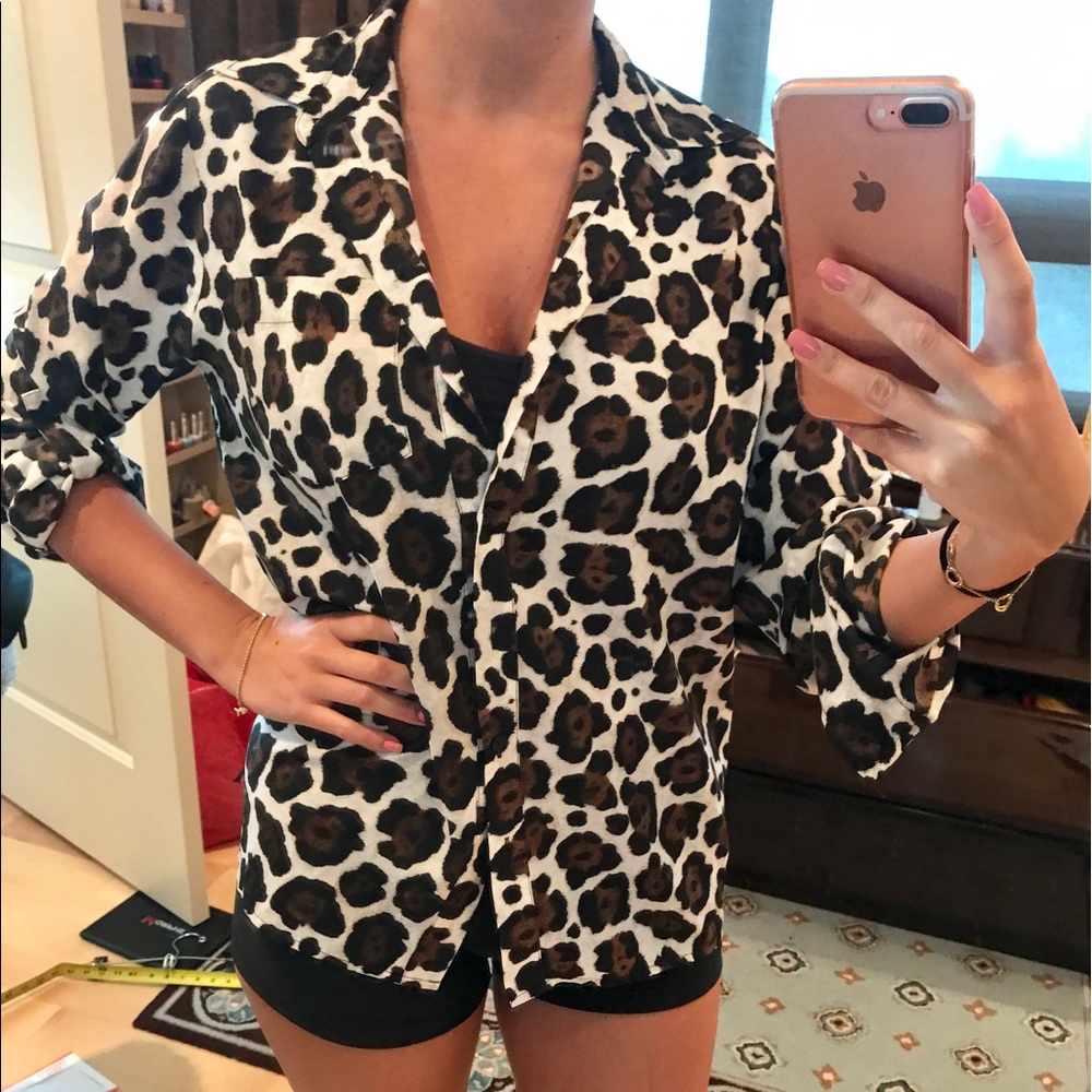 Michael Kors Womens Leopard Print Button Up sizeXS