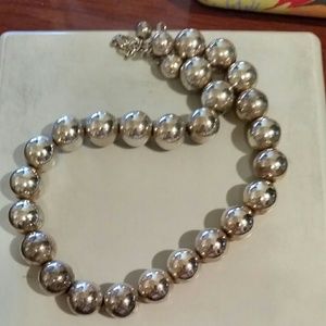 Vintage 925 sterling silver beaded necklace