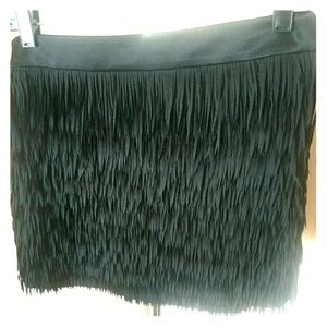 Black fringe mini skirt