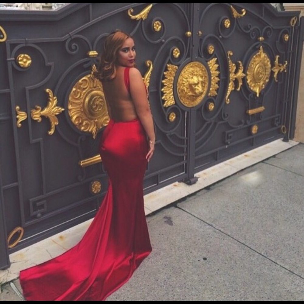 Red custom prom dress