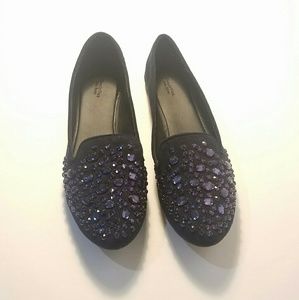 Vera Wang Embellished Smoking Flats in Sapphire