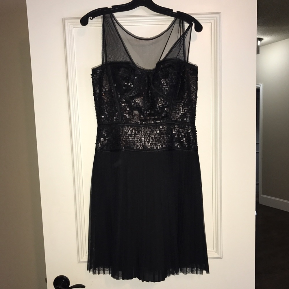 BCBG size 6 black matte sequin dress