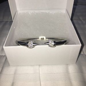 Spike and Silver Rhinestone Bangle Bracelet