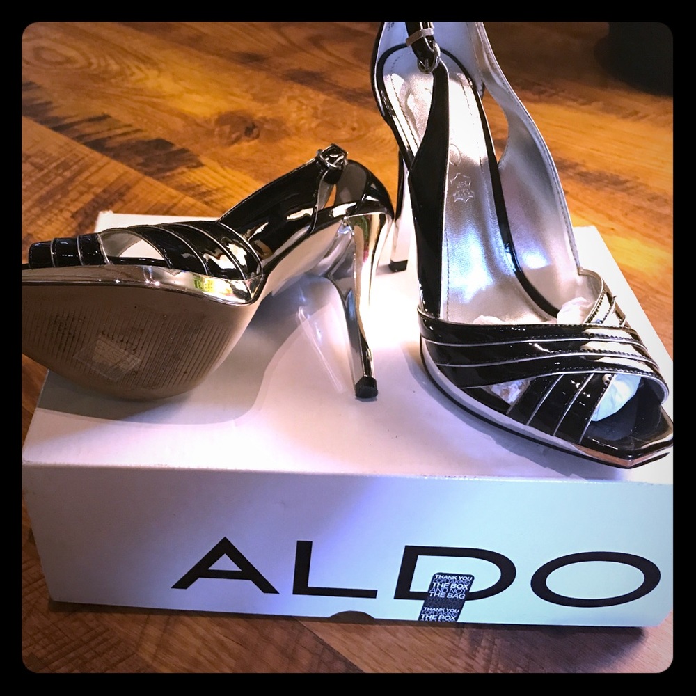 Black and silver pumps