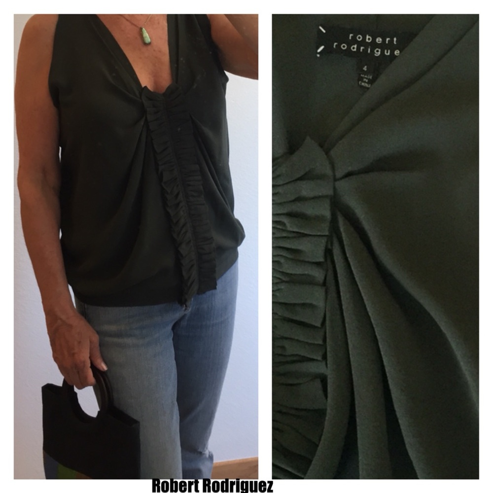 ROBERT RODRIGUEZ Silk Crepe Sleeveless Top - Picture 1 of 6