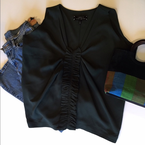 ROBERT RODRIGUEZ Silk Crepe Sleeveless Top - Picture 2 of 6