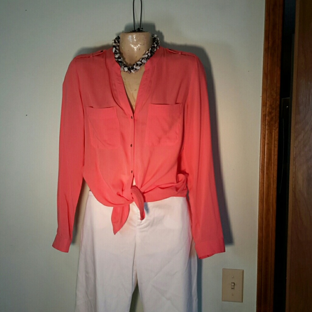 Pretty in coral, versatile Banana Republic blouse