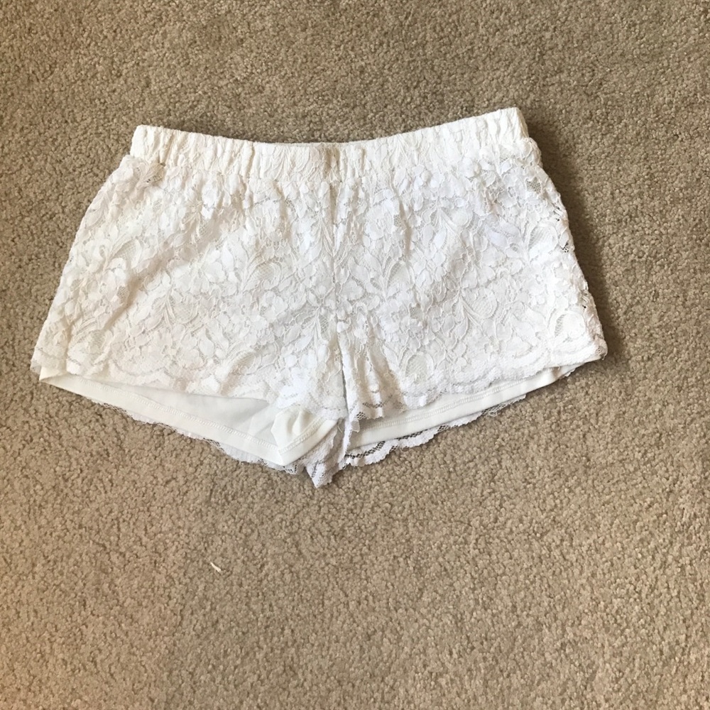 White all lace shorts